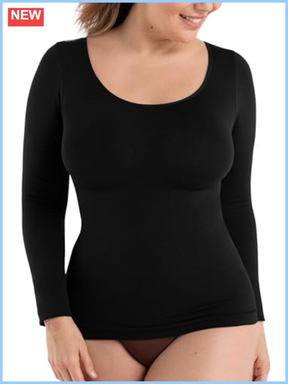 Seamless Long Sleeve Compression Shaper Top Tummy Control